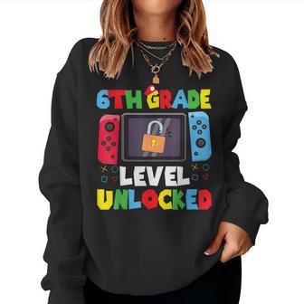 6Th Grade Level Unlocked Back To School First Day Gamer Women Sweatshirt - Thegiftio UK