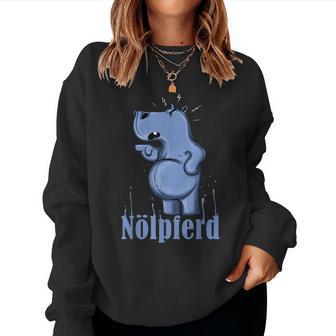 Ähm Nö No Slogan Drama Queen Hippopotamus Nölpferd Sweatshirt Frauen - Geschenkecke