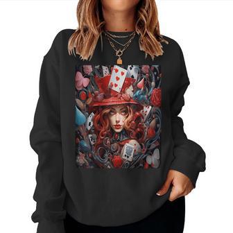 Alice In Wonderland Mad Hatter Queen Of Hearts Women Sweatshirt - Thegiftio UK