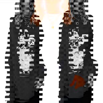 Alpaca Llama With Sunglasses Sup Women Sweatshirt - Thegiftio