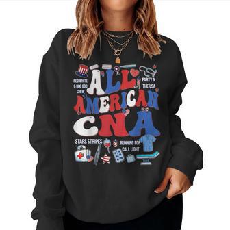 All American Cna 4Th Of July Scrub Top Patriot Rn Cna Women Sweatshirt - Thegiftio UK