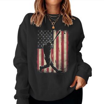 American Flag Baseball Player For Boys Girls Women Women Sweatshirt - Thegiftio UK