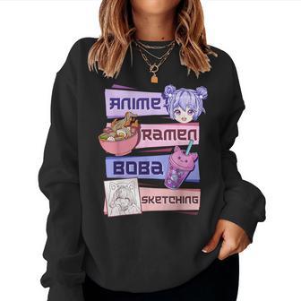 Anime Girl Ramen Boba Tea Bubble Tea Sketching Women Sweatshirt - Thegiftio UK