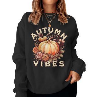 Autumn Vibes Pumpkin Fall Graphic Thanksgiving Women Sweatshirt - Thegiftio UK
