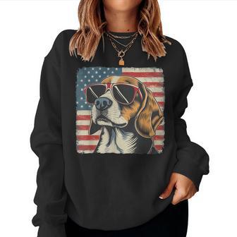 Beagle Dog Usa Flag Fourth Of July Women Women Sweatshirt | Seseable UK