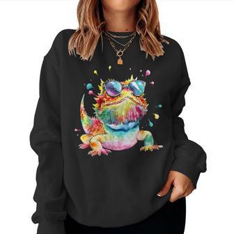 Bearded Dragon Woman Colorful Watercolor Bearded Dragon Women Sweatshirt - Thegiftio UK