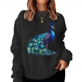Beautiful Blue Peacock Teal Feathers Bird Lover Women Women Sweatshirt - Thegiftio UK