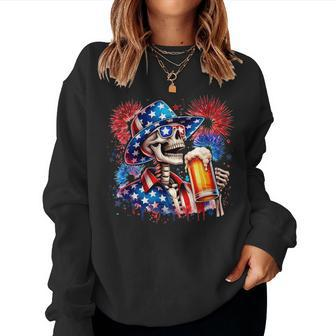 Beer American Flag 4Th Of July Merica Drinking Usa Women Women Sweatshirt - Monsterry DE