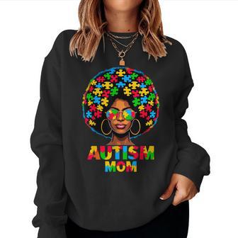 Black Afro Mom American Autism Awareness Women Sweatshirt - Thegiftio