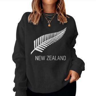 Black New Zealand Fern Black Proud Kiwi Nz Rugby Women Sweatshirt - Thegiftio UK
