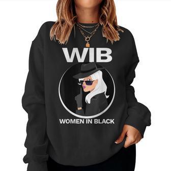 In Black Secret Agent Wib Sunglasses Top Hat Women Sweatshirt - Monsterry