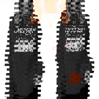 Boo Boo Crew Cute Ghost Nurses Halloween Scrub Top Women Sweatshirt | Mazezy