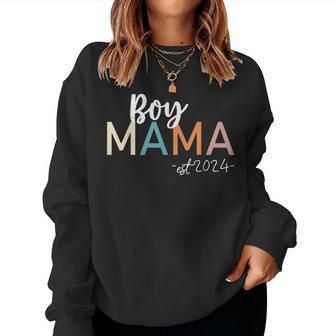 Boy Mama Est 2024 Promoted To Mommy Mother's Day Mom Retro Women Sweatshirt - Thegiftio UK