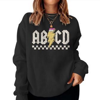 Boys Girls Teachers Abcd Rock Graphic Back To School Class Women Sweatshirt - Thegiftio UK