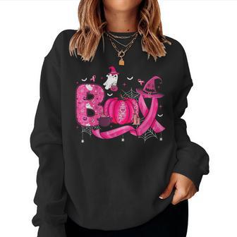 Breast Cancer Awareness For Pink Ghost Halloween Women Sweatshirt - Thegiftio UK