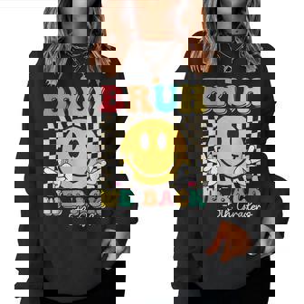 Bruh We Back 5Th Graders Smile Face 1St Day Of Fifth Grade Women Sweatshirt | Mazezy