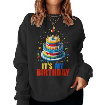Building Bricks Cake It's My Birthday Boys Girls Build Women Sweatshirt | Seseable UK