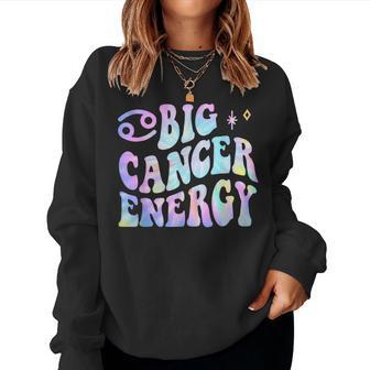 Cancer Big Energy Retro Smile Flower Zodiac Birthday Women Sweatshirt - Thegiftio UK