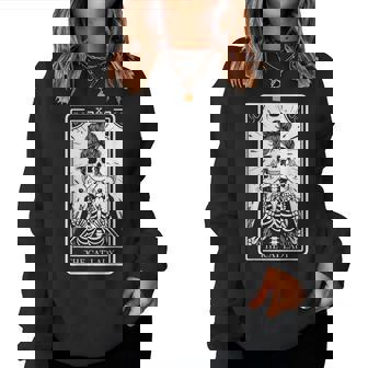 Cat Lady Tarot Card Skeleton Kitten Lover Cat Lover Women Sweatshirt - Thegiftio UK