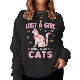 Cat Lover Just A Girl Who Loves Cats Women Sweatshirt - Thegiftio UK