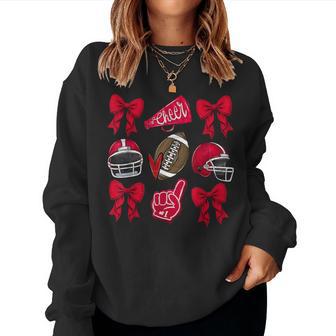 Cheer Football Coquette Bow Football Mom Game Day Women Women Sweatshirt - Thegiftio UK