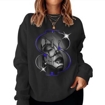 Chicano Payasa Clown Girl Money Symbol Indigo Women Sweatshirt - Thegiftio UK