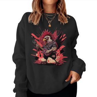 Chicken Cool Rock And Roll Rocker Punk Guitar Sweatshirt Frauen - Geschenkecke