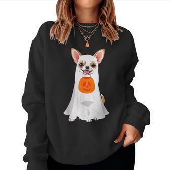 Chihuahua Ghost Pumpkin Halloween Fall Dog Lover Men Women Sweatshirt - Thegiftio UK