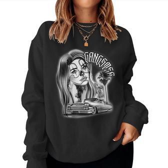 Clown Girl Payasa X Chicano Low Rider Gangster Blackwork Women Sweatshirt - Thegiftio UK