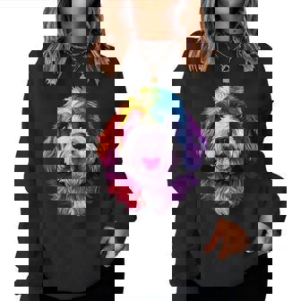 Colorful Bernedoodle Face Cute Dog Lover Black Women Sweatshirt - Thegiftio UK