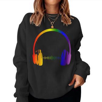 Colorful Headphones Rainbow Party Techno Radio Nightclub Dj Women Sweatshirt - Thegiftio UK