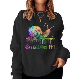Cool Snail Rainbow Colors Snailed It For Children Women Sweatshirt - Thegiftio UK
