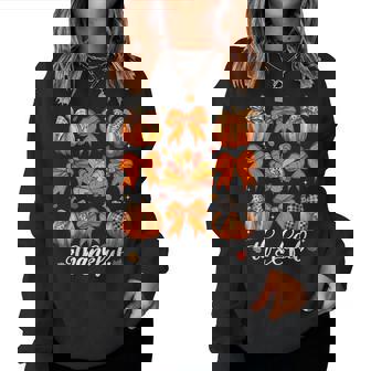 Coquette Bow Pumpkin Turkey Thanksgiving Autumn Fall Women Women Sweatshirt - Thegiftio UK