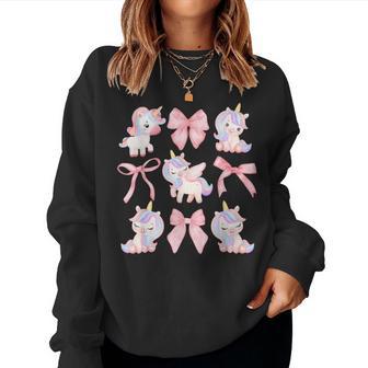 Coquette Unicorn Pink Bow Magical Rainbow Birthday Girls Women Sweatshirt - Thegiftio UK