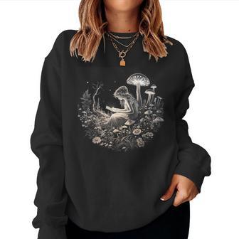 Cottagecore Fairy Mushroom Reading Women Sweatshirt - Thegiftio UK