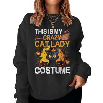 Crazy Cat Lady Costume Black Cat Halloween Day Women Sweatshirt - Thegiftio UK