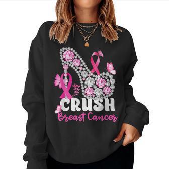 Crush Breast Cancer Awareness Bling Pink Ribbon Womens Women Sweatshirt - Thegiftio UK