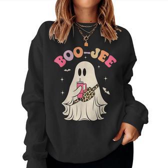 Cute Boo Jee Ghost Halloween Leopard Ghost Womens Women Sweatshirt - Thegiftio UK