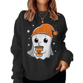 Cute Ghost Spooky Season Costume Halloween Graphic Girls Women Sweatshirt - Thegiftio UK