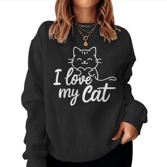 Cute I Love My Cat Outfit Cats Mum Women Sweatshirt - Thegiftio UK
