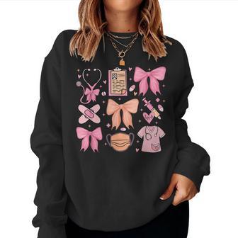 Cute Pink Coquette Bow Girly Nurse Women Sweatshirt - Thegiftio UK