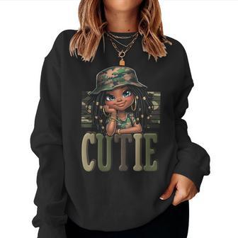 Cutie Loc'd Girl With Camo Hat Locs Black Girl Junenth Women Sweatshirt - Thegiftio UK