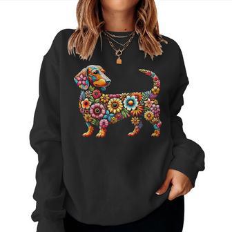 Dachshund Flower Dog Women Sweatshirt - Thegiftio UK