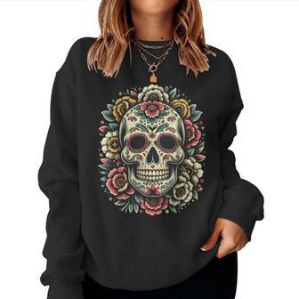 De Los Muertos Day Of The Dead Sugar Skull Halloween Women Women Sweatshirt - Thegiftio UK