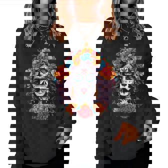 De Los Muertos La Catrina Day Of The Dead Flural Sugar Skull Women Sweatshirt | Mazezy