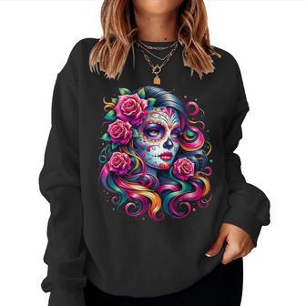 Dia De Los Muertos Mexican Day Of The Dead Floral Women Women Sweatshirt - Thegiftio UK