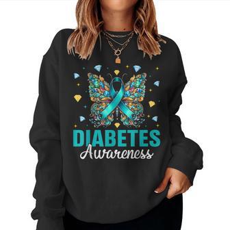 Diabetes Awareness Butterfly For November Women Sweatshirt - Thegiftio UK