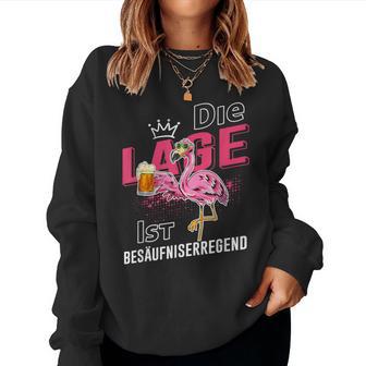 Die Lage Ist Besaffniserregend Saufen Flamingo Beer S Sweatshirt Frauen - Seseable