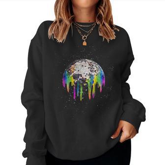 Discoball Rainbow Drip Melt Im Space Sweatshirt Frauen - Geschenkecke