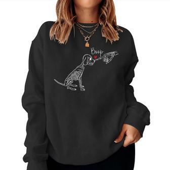 Dog Skeleton Boop Dog Halloween Girl Women Women Sweatshirt - Thegiftio UK